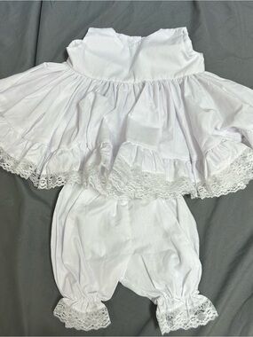 Vintage Style Sleeveless Top Matching Lace Trimmed Pantaloon Bloomers 100% Hemp